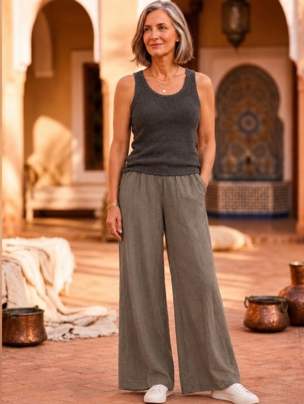 CP Shades wide leg cotton pants size large